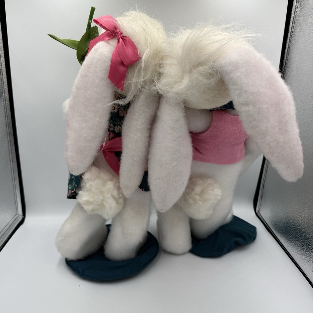 Vintage Annalee Mobility Dolls Bunny Rabbit Couple Pair 18 Easter Plush - Picture 3 of 7